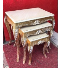 Masifart Salix 3 Lü Kristal Zigon Sehpa Altın Varak